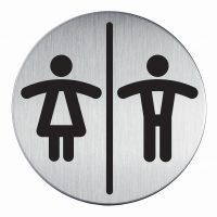 RVS Pictogram Ø 83mm toilet dames en heren