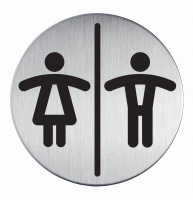 RVS Pictogram Ø 83mm toilet dames en heren