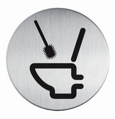 RVS Pictogram Ø 83mm gebruik toiletborstel