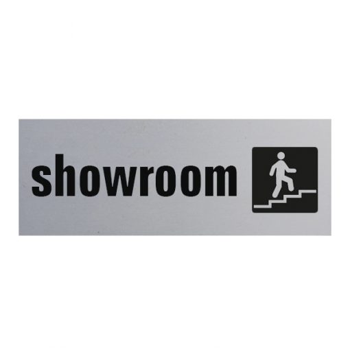 Aluminium deurbordje 130x50mm showroom met logo