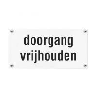 Kunststof naambord doorgang vrijhouden 200x100mm