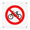Kunststof pictogrambord fietsen verboden 200x200mm