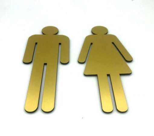 Pictogram Toilet dames en heren messing look